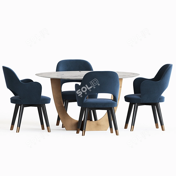 Colette Dining Chair & Romeo Dining Table Set 3D model image 2