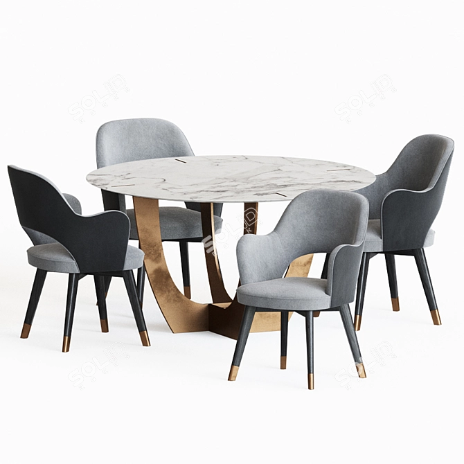 Colette Dining Chair & Romeo Dining Table Set 3D model image 3