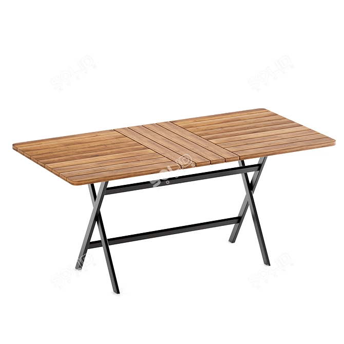 Rustic Wooden Outdoor Table 3D model image 2