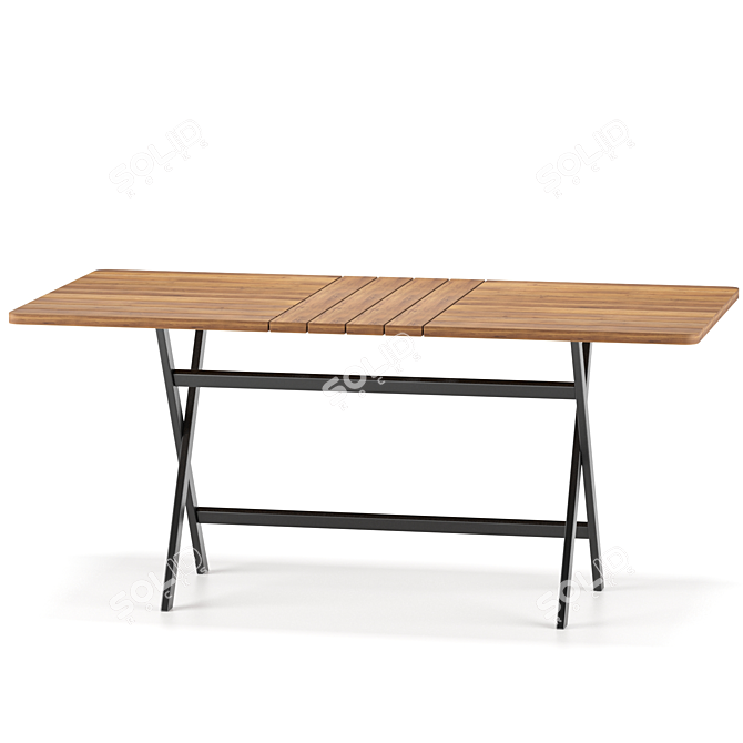 Rustic Wooden Outdoor Table 3D model image 3