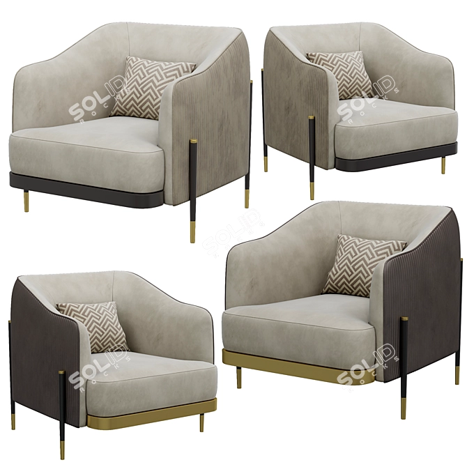 Elegant Oxford Armchair 3D model image 1