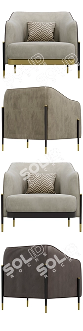 Elegant Oxford Armchair 3D model image 2