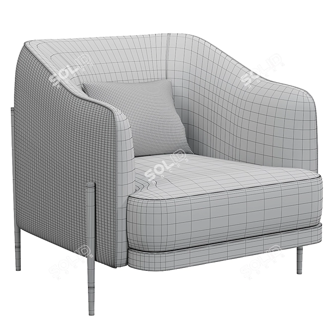 Elegant Oxford Armchair 3D model image 3