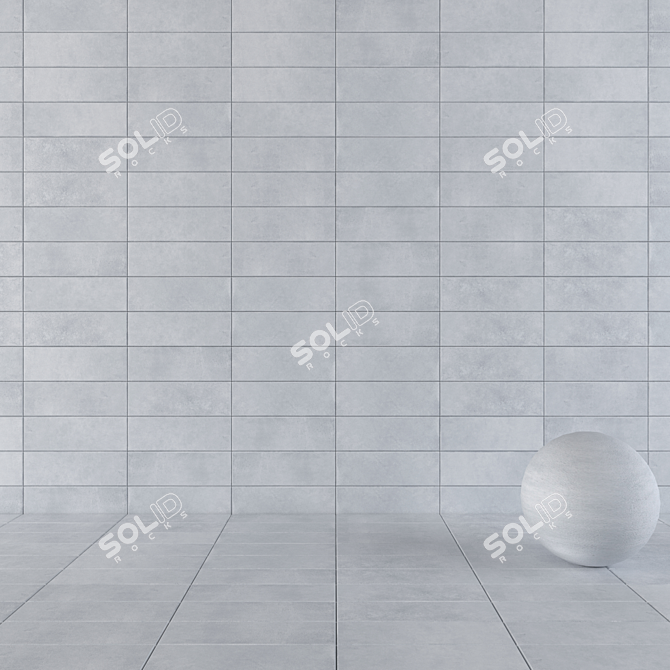 Stylish Concrete Wall Tile Suite 3D model image 1