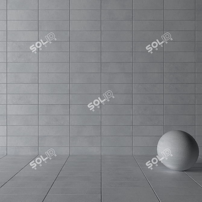 Stylish Concrete Wall Tile Suite 3D model image 3