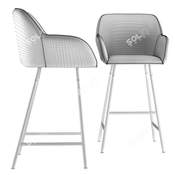 Sleek Kevin Bar Chair 3D model image 3