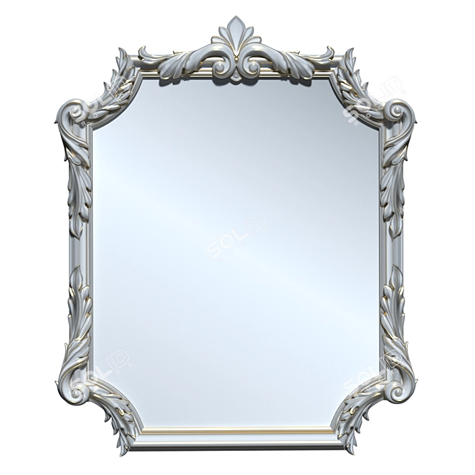 Elegant Bronze Frame Mirror 3D model image 2