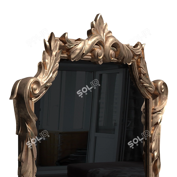 Elegant Bronze Frame Mirror 3D model image 4