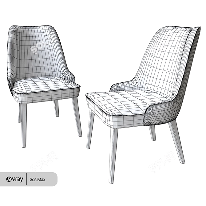 Elegant Pink Gray Chair 3D model image 3