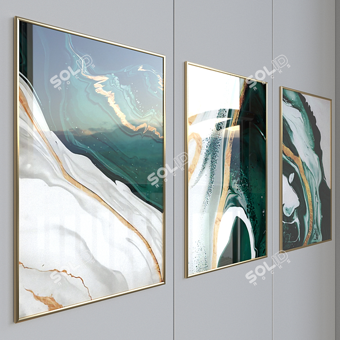 Serene Seaside Canvas with Frame 3D model image 2