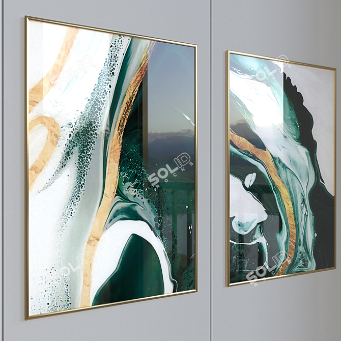 Serene Seaside Canvas with Frame 3D model image 3