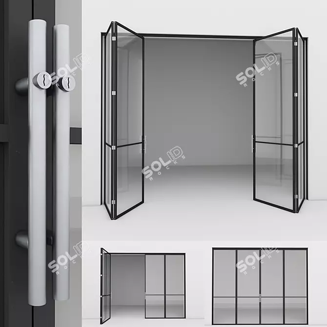 Sleek Aluminum Door 4: Vray & Corona 3D model image 1