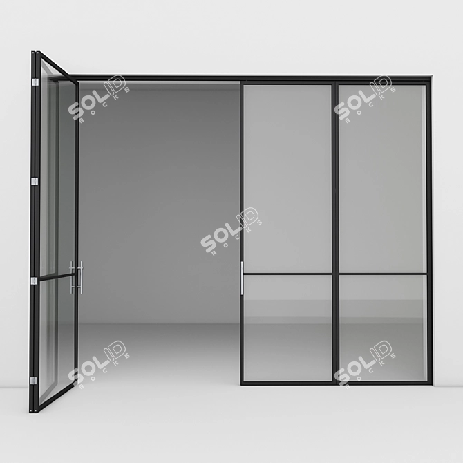 Sleek Aluminum Door 4: Vray & Corona 3D model image 3