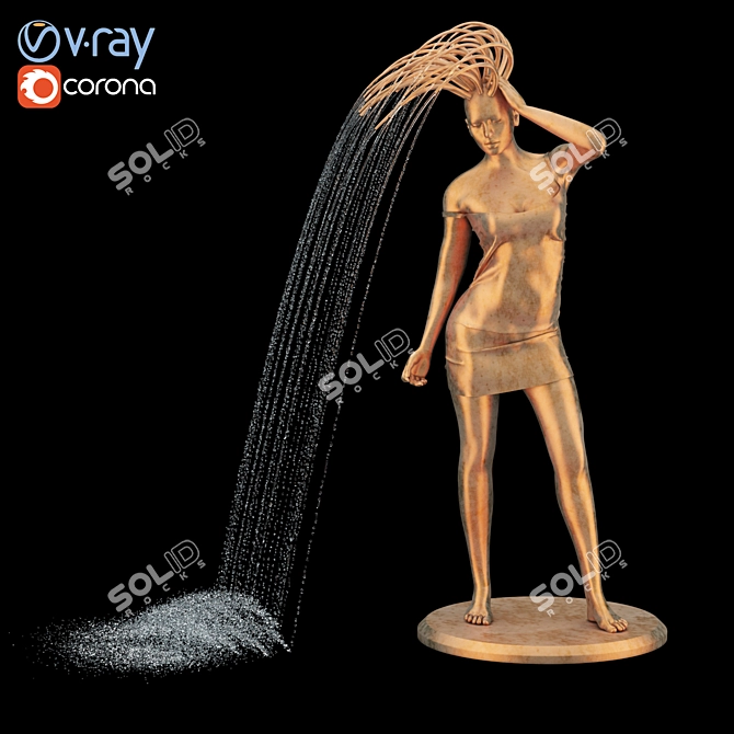 Graceful Water Maiden Sculpture 3D model image 1