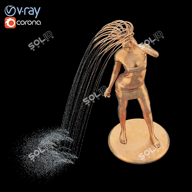 Graceful Water Maiden Sculpture 3D model image 2