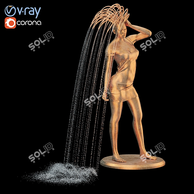 Graceful Water Maiden Sculpture 3D model image 3