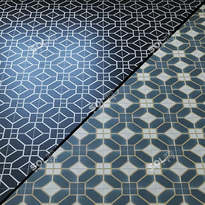 Elegant Black Napoli Tiles 3D model image 1