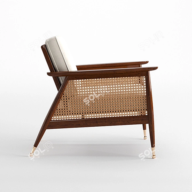 Nadia Caned Accent Chair: Boho Chic Seating 3D model image 3