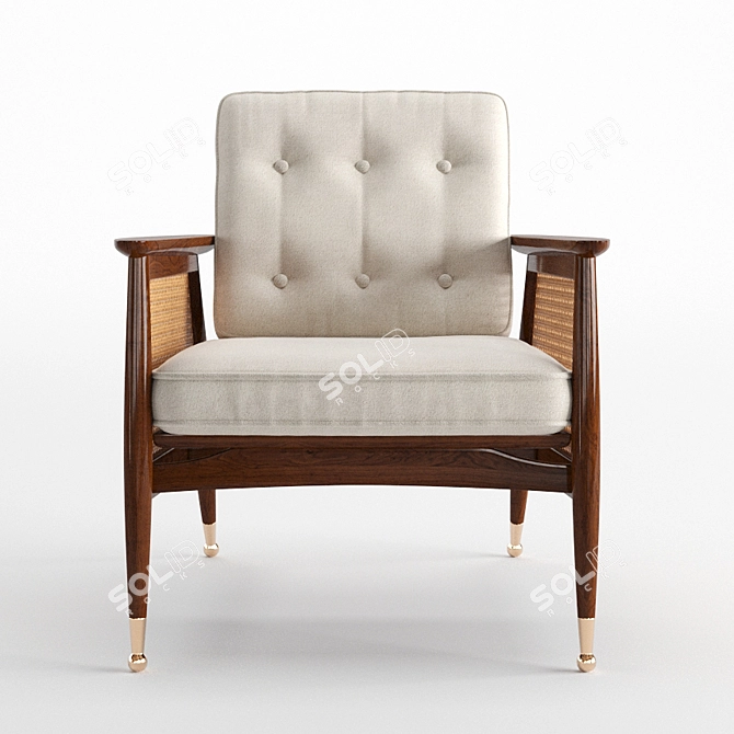 Nadia Caned Accent Chair: Boho Chic Seating 3D model image 6