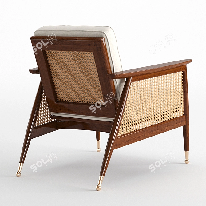 Nadia Caned Accent Chair: Boho Chic Seating 3D model image 8