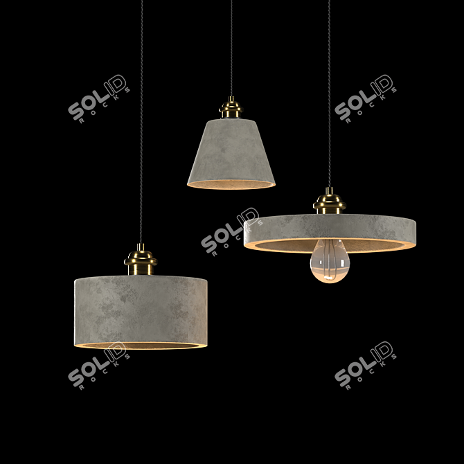 Modern Concrete Lamps 3D model image 1