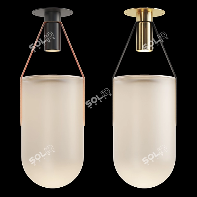 Illuminated Glass Dome Ceiling Lamp 3D model image 2