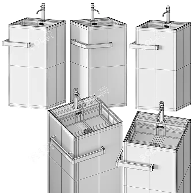 Cerasa Totem: Elegant Monolithic Washbasin 3D model image 3