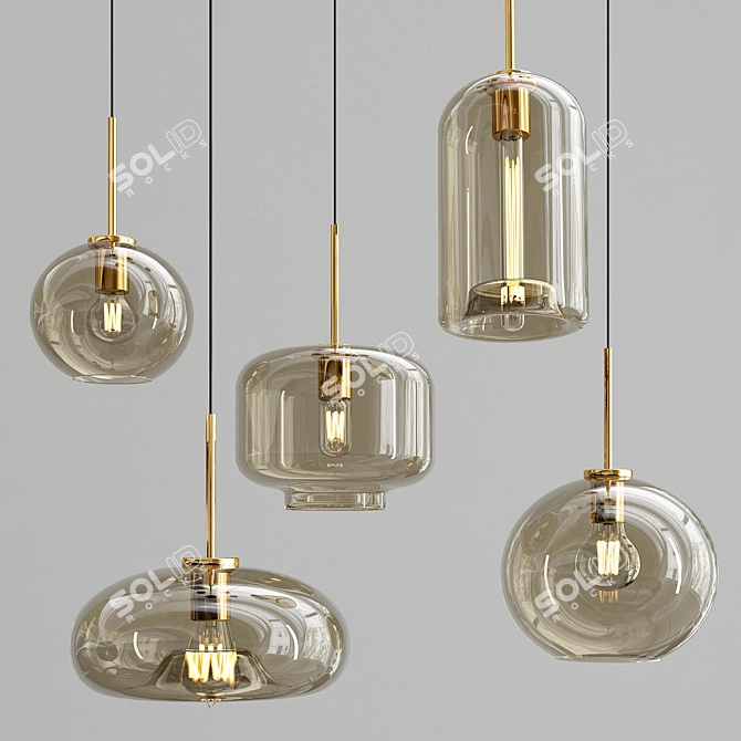 VILMO - Stylish Glass and Metal Pendant Light 3D model image 1