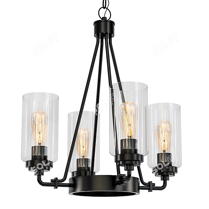 Rhett Black 4-Light Chandelier 3D model image 1