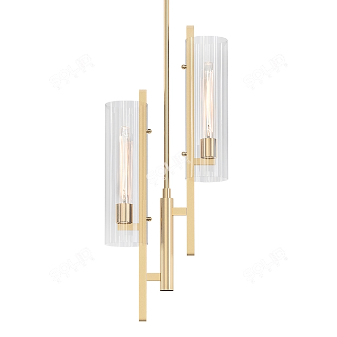 Elegant Aged Brass Pendant Light 3D model image 1