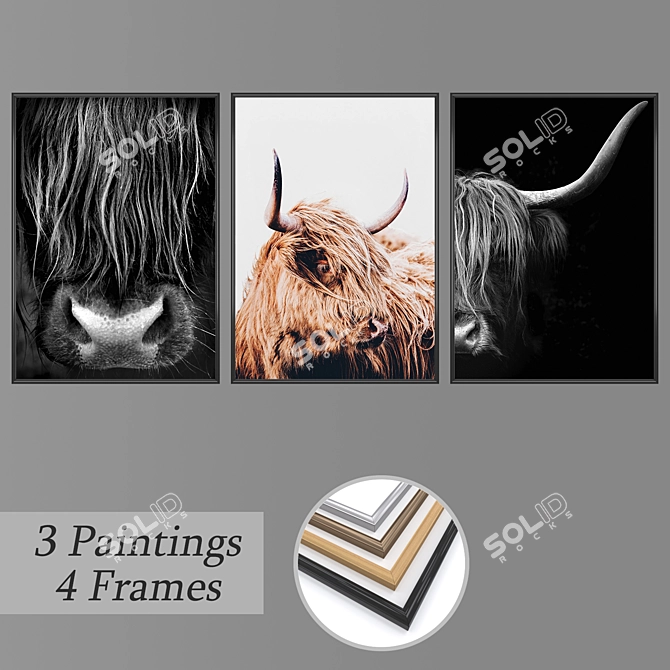 Modern Wall Art Set with Multiple Frame Options 3D model image 1