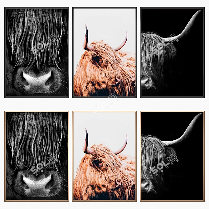 Modern Wall Art Set with Multiple Frame Options 3D model image 2