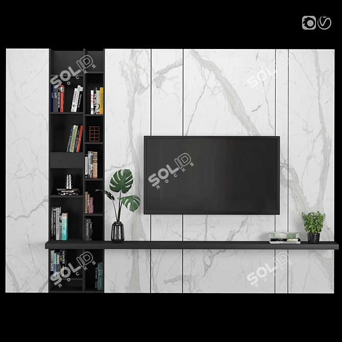 Flexible TV Wall Unit 3D model image 1