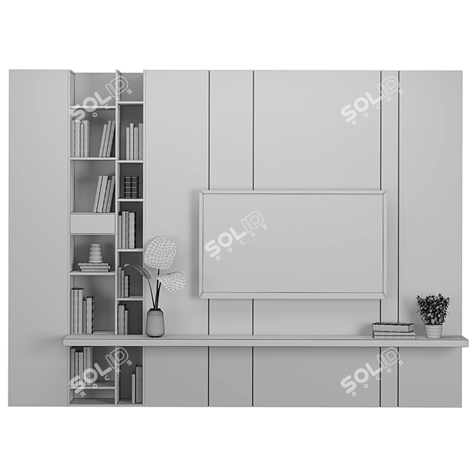 Flexible TV Wall Unit 3D model image 3