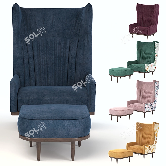 3Dmax Model: Oscar Wing Back Chair 3D model image 2