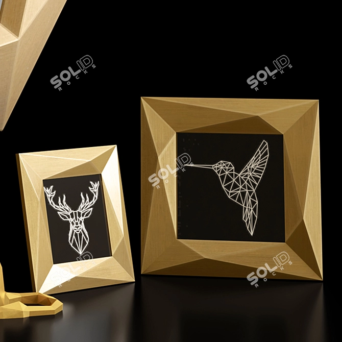 Golden Gems: Antique Faceted Decor Set 3D model image 4