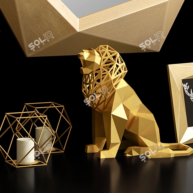 Golden Gems: Antique Faceted Decor Set 3D model image 5