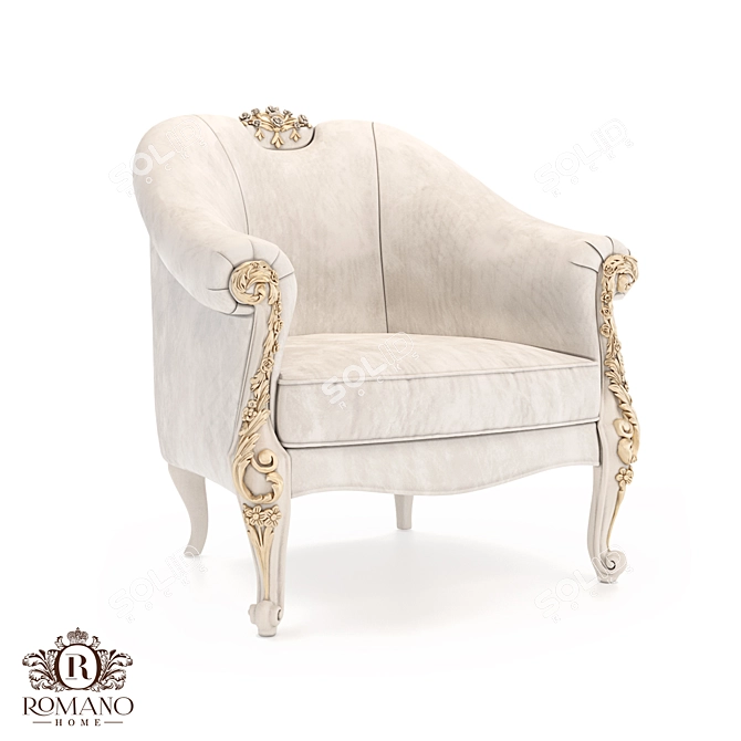 Title: Handcrafted Madeline Armchair by Romano Home 3D model image 1