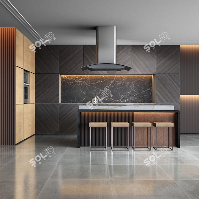 Stunning Contemporary Kitchen Design 3D model image 1