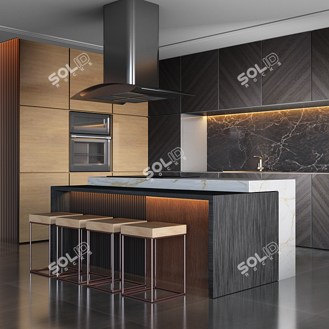 Stunning Contemporary Kitchen Design 3D model image 2