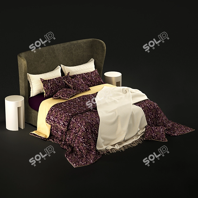 Luxurious Turpault Lauren Meridiani Classic Bed 3D model image 1