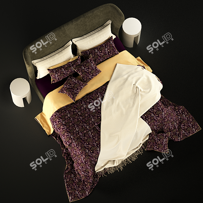 Luxurious Turpault Lauren Meridiani Classic Bed 3D model image 2