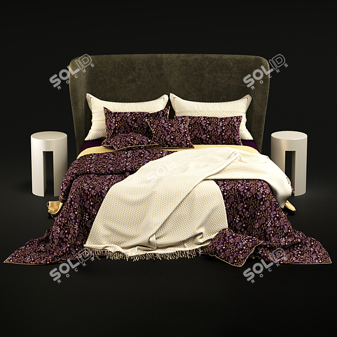 Luxurious Turpault Lauren Meridiani Classic Bed 3D model image 3