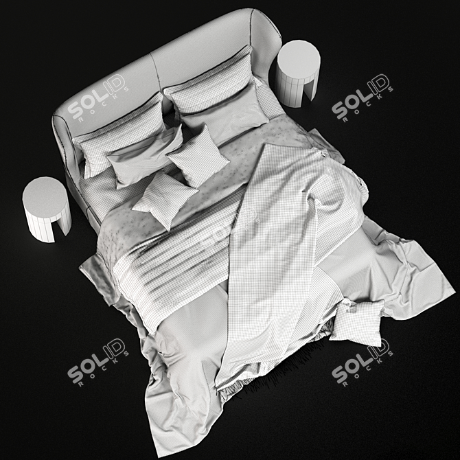 Luxurious Turpault Lauren Meridiani Classic Bed 3D model image 5
