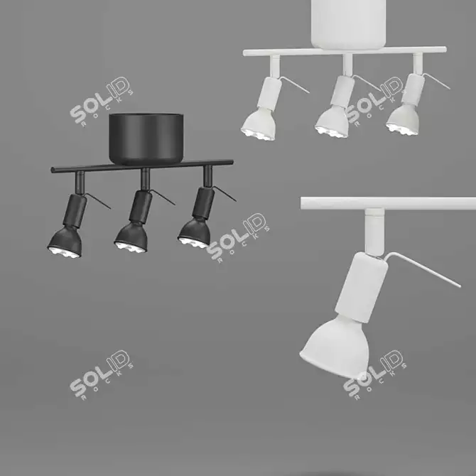 Modern 3-Spot Ceiling Track 3D model image 1