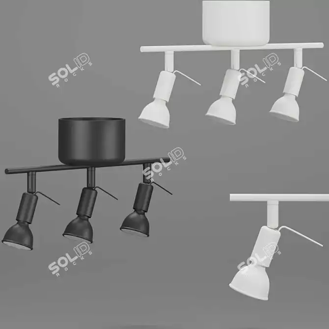 Modern 3-Spot Ceiling Track 3D model image 4