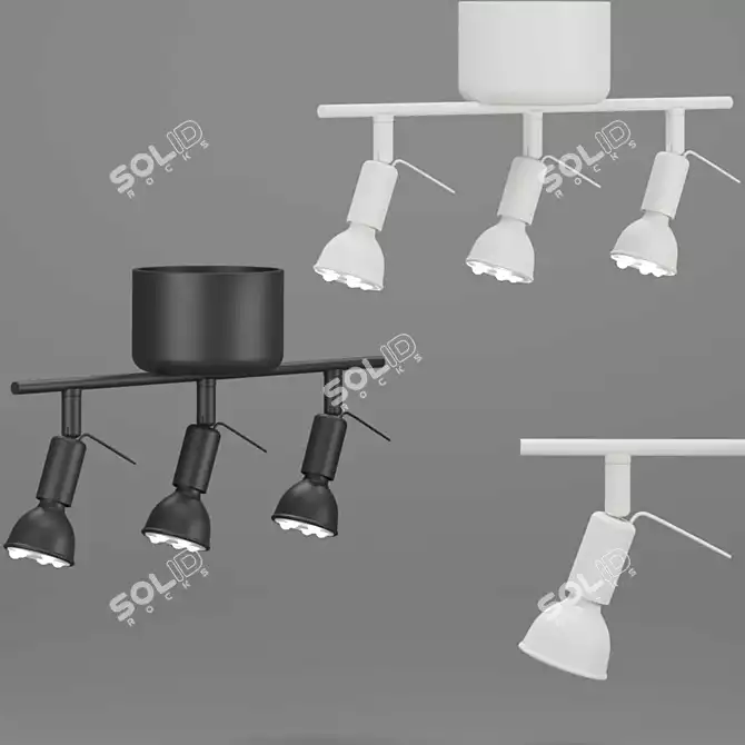 Modern 3-Spot Ceiling Track 3D model image 5