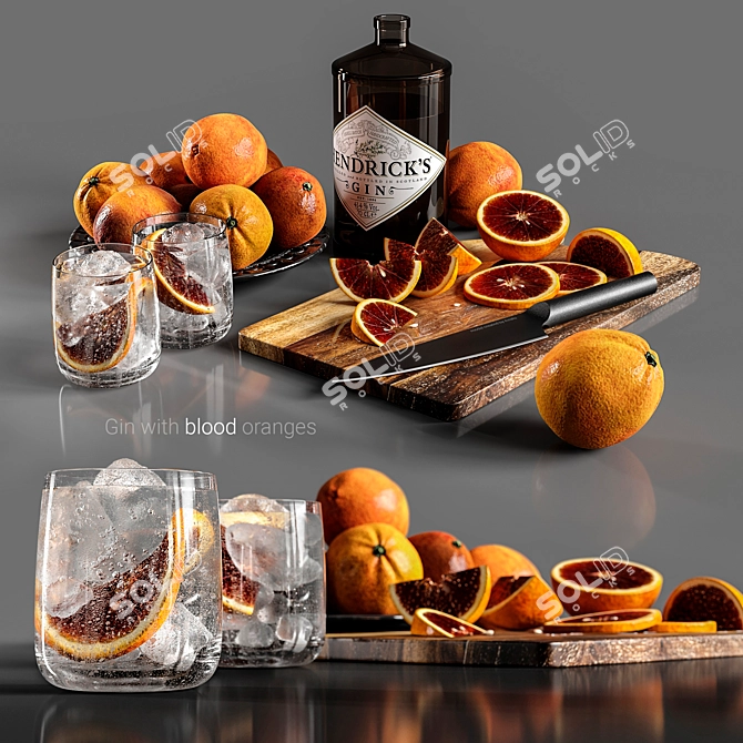 Citrus Twist: Gin Infused with Blood Oranges 3D model image 1