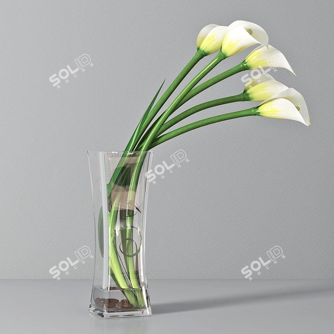 Elegant Calla Lily Vase 3D model image 1