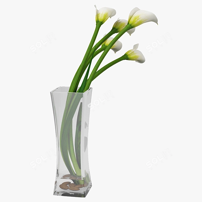 Elegant Calla Lily Vase 3D model image 2